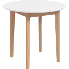 HOMCOM Dining Table, Round Kitchen Table for 2 People, Dining Room Table with Country House Style, for Living Room, Solid Wood, Diameter 75 x 76 cm, White