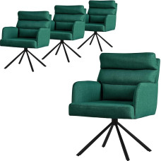 ML-Design Swivel Dining Room Chairs, Set of 4, Dark Green, Living Room Chairs with Arms and Backrest, Swivel Chairs Car Position, Upholstered Chairs with Polyester Cover & Back Cushion, Kitchen Chairs