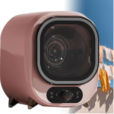 This condensation dryer is compact and portable, with a capacity of 0.8 kg, making it ideal for small spaces and can be placed on a table, pink