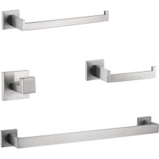 DUFU SUS304 Towel Holder with Bath Towel Rail 40 cm Towel Rail Toilet Paper Holder Robe Hook Wall Mounting Drilling Stainless Steel SUS304 Bathroom Accessory Set Decoration for Bathroom Kitchen