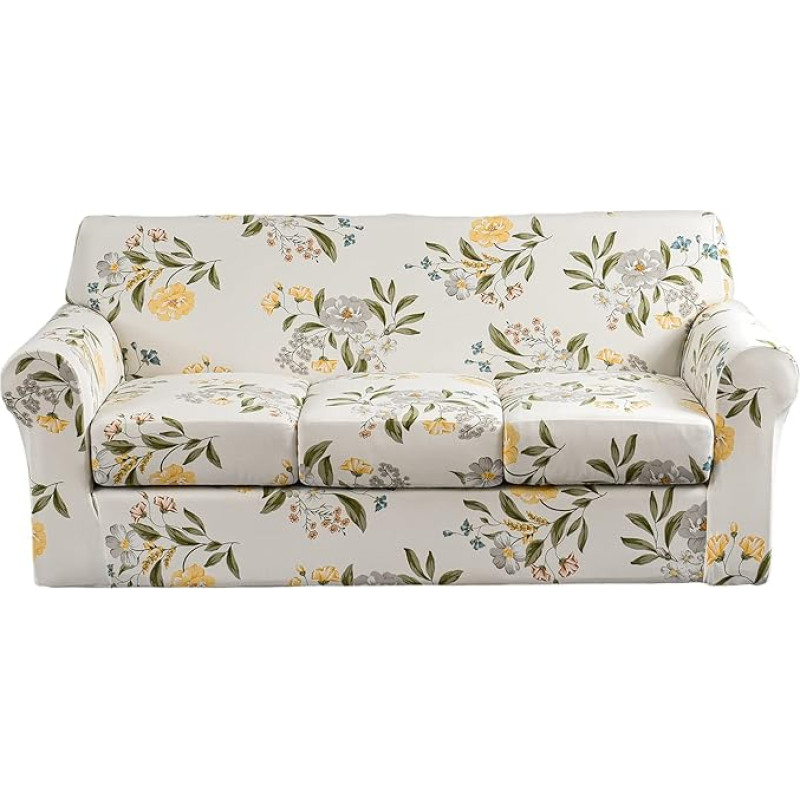 CRFATOP Weicher Couchbezug für Hunde, Stretch-Sofa-Schonbezug für 3 separate Kissen, waschbar, Sofamöbelbezüge mit 3 einzelnen Kissenbezügen, 4-teilig, Größe L, 03