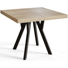 Square Extendable Dining Table - Modern Living Room Table and Kitchen Table - Table with Wooden Legs, Sturdy Construction, Diameter 80-130 cm - Colour Halifax - Rico Collection