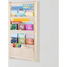 YEXEXINM Vaikų knygų spinta 4 pakopų sieninė medinė plaukiojanti knygų spinta Vaikų knygų lentyna žaislams ir knygoms Montessori knygų lentyna vaikų darželiui Vaikų darželio klasė