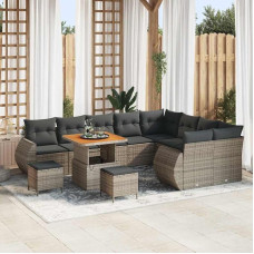 Garten-Sofa-Set 12-teilig Grau mit Kissen - Modulares 12-teiliges Garten-Sofa-Set Grau für Terrasse und Außenbereich