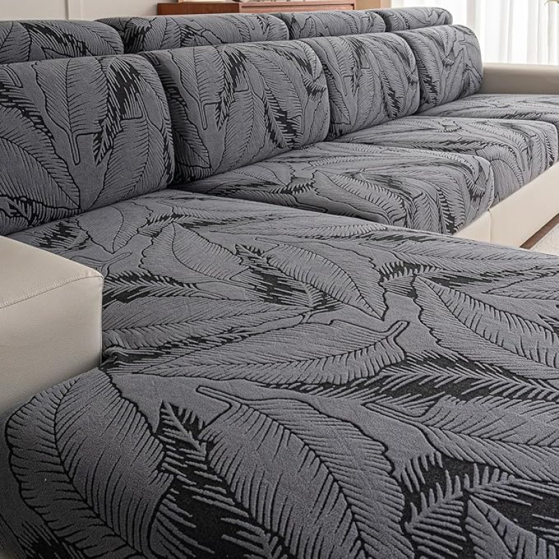 Sofos dangtelis Plaunamas sofos Slipcovers už 3 pagalvėlės Sofa Pet draugiškas L formos sofos apsaugininkas lapų spausdinimo dangteliai šunims vaikams