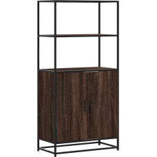 vidaXL Highboard Brown Oak Look 68 x 35 x 139 cm Medienos medžiaga Metalinė šoninė spintelė Slim Storage Cabinet Tall Cabinet Tall Cabinet