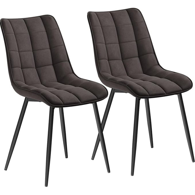 Woltu® 2 valgomojo kėdžių komplektas, virtuvės kėdės, minkštos kėdės, svetainės kėdės su atlošu, aksomine sėdyne, metalinėmis kojomis