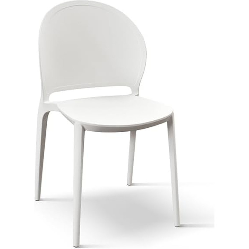 PAZZO DESIGN Stefania id_1994 4 baltų polipropileno kėdžių rinkinys Virtuvės kėdės Valgomojo kambario kėdės Sodo kėdės sukraunamos viena ant kitos