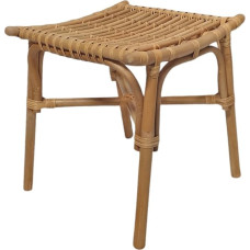 Meubletmoi Small Square Natural Rattan Curved Shape Footstool - Bohemian and Casual - Hazel
