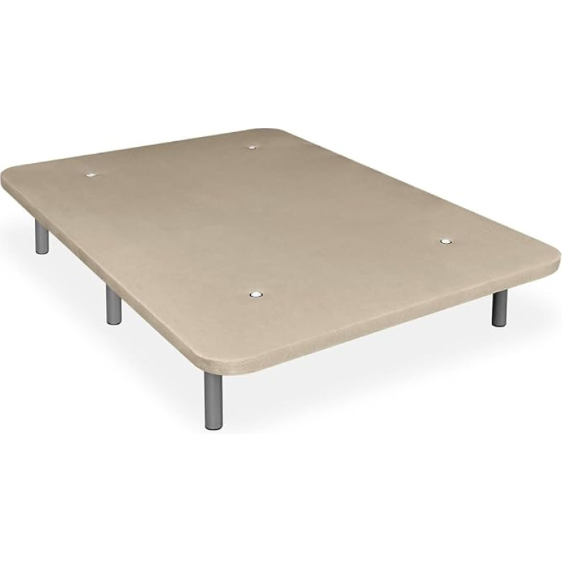 mattfy - Sustiprintas minkštas pagrindas lovos stabilumui ir atsparumui su 5 skersiniais ir 6 metalinėmis kojelėmis su sriegiu 27 cm 105 x 190 cm smėlio spalvos