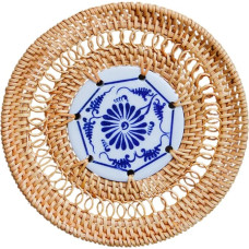 ERINGOGO Rattan Untersetzer 10cm Handgewebte Wärmeisolationsmatte als Topf und Tassenauflage Natürliche Hitzeschutzmatte für Esszimmer und Wohnzimmer