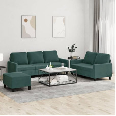 LAPOOH 3201528 3 dalių sofos komplektas su pagalvėlėmis Tamsiai žalias aksomas, poilsio sofa, sofos ir kušetės, poilsio sofa, svetainės sofa, 3201528