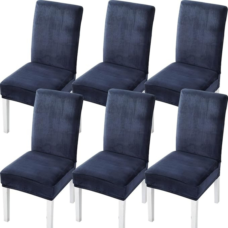Velvetas Stretch Valgomojo kėdė apima, Parsons kėdė padengti nuimamas skalbiamas virtuvės dekoratyvinis kėdė apsauga Slipcover virtuvės kėdė (spalva: D, dydis: 6 vnt.)
