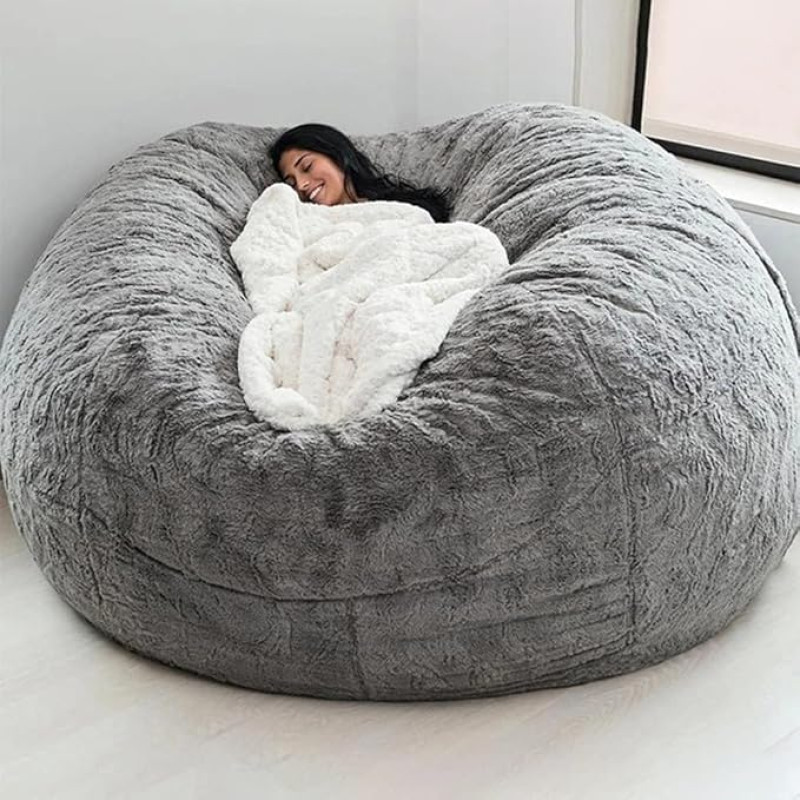 Pradžia Kempinė lova Bean Bag kėdė padengti Apsauginis dangtelis Dvivietis miegamasis Balkonas Didelis sofa Apvalus minkštas pūkuotas dangtelis Be užpildų padengti tik