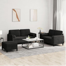 2-TLG. Sofagarnitur mit Kissen Hellgrau Samt, bequemes 2-TLG. Samt Sofos komplektas su gepolsterten Sitzflächen für Wohnzimmer in Hellgrau, Sofagarnitur Samtstoff, Sofos komplektas