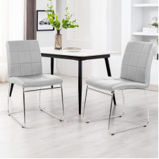 Bekrvio Faux Leather Dining Room Chairs, Set of 2, Made of Leather (160 kg), Kitchen Chairs without Armrests with Padded Seat, Lightweight Luxury Dining Room Chairs with High Backrest and Diamond