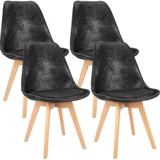 4 valgomojo kambario kėdžių rinkinys, buko masyvo kojos, skandinaviškas retro dizainas, patogi kėdė, elegantiška virtuvės kėdė, valgomojo kambario kėdė prie valgomojo stalo, juoda