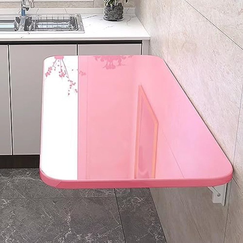 Home-Office-Computertisch zur Wandmontage, Klapptisch, Arbeitsstation, Faltbare Hängewerkbank mit Klapptisch, Esstisch, kompakter Klapptisch, Pink, 100 x 40 cm