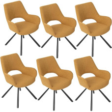 MEUBLE COSY valgomojo kėdės, 6 komplektas, virtuvės kėdės, minkštos kėdės su porankiais, medžiaginė sėdynė, metalinės kojos, geltonos spalvos, 58,5 x 59 x 81 cm