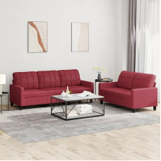 Brokky 3201381 2-Piece Sofa Set with Cushion Sofa Living Room Sofa Set Sofas for Living Room Wine Red Faux Leather