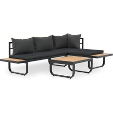 2-TLG. Garten-Ecksofa-Set mit Tisch und Kissen aus Aluminium WPC - Outdoor-Sofagruppe mit Polstern als Gartenmöbel-Set