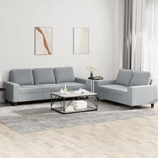 ShGaxin 3201898 2 dalių sofos komplektas, šviesiai pilkas audinys, poilsio sofa, sofos ir kušetės, poilsio sofa, sofa svetainei, sofa su miego funkcija