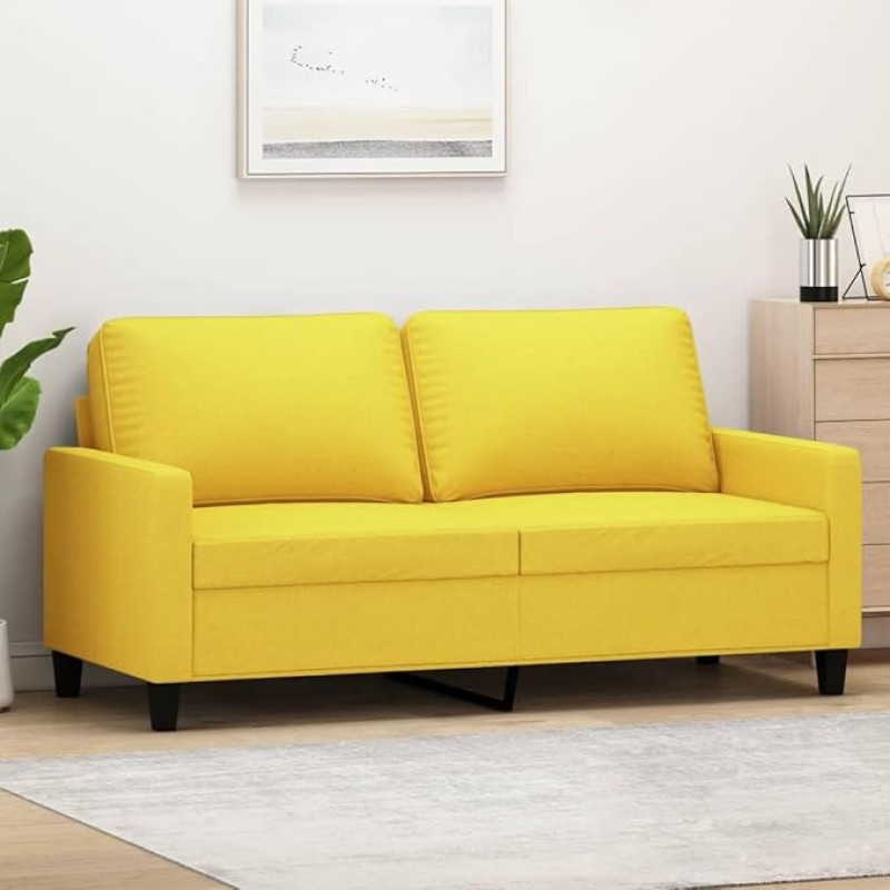 Minkštasuolis 359168 2 vietų sofa sofa 2 vietų minkštasuoliai gyvenamajam kambariui Minkštasuoliai šviesiai geltonos spalvos 140 cm audinys