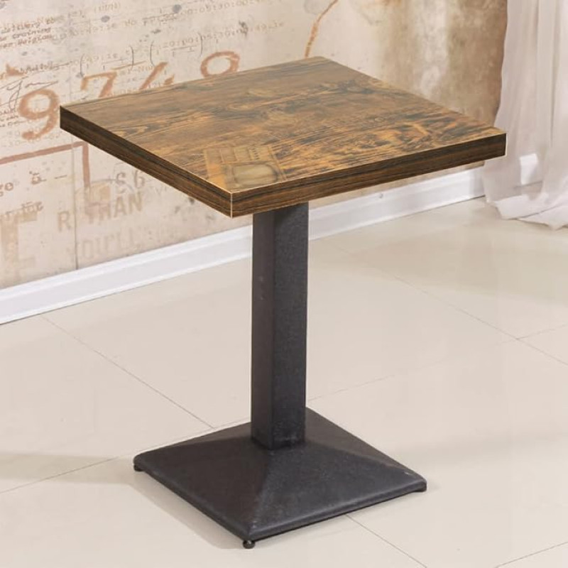 OHMG Kvadratinis valgomojo stalas Pramoninis retro bistro stalas 4 sėdimoms vietoms Medinis virtuvės stalas su geležinėmis kojomis Baro stalas Kvadratinis pramoninis 60x60x75cm (W)
