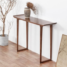 Konsolentische aus Glas, schmale Beistelltische für Wohnzimmer und Flur, Massivholz-Konsolentisch mit geschwungenen Enden, minimalistisches Design für Eingangsbereich, Sofalehne und Flurdeko