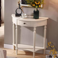 Konsolentische für Flur, schmale Beistelltische aus Glas für Wohnzimmer, Halbmond-Konsolentisch - elegantes Halbkreis-Design aus Massivholz für Eingangsbereich, Wohnzimmer, Foyer und Veranda