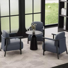Retro Sofa und Stuhl Set mit Beistelltisch für Balkon, Wohnzimmer und Hotellobby - Einsitzer Loungemöbel