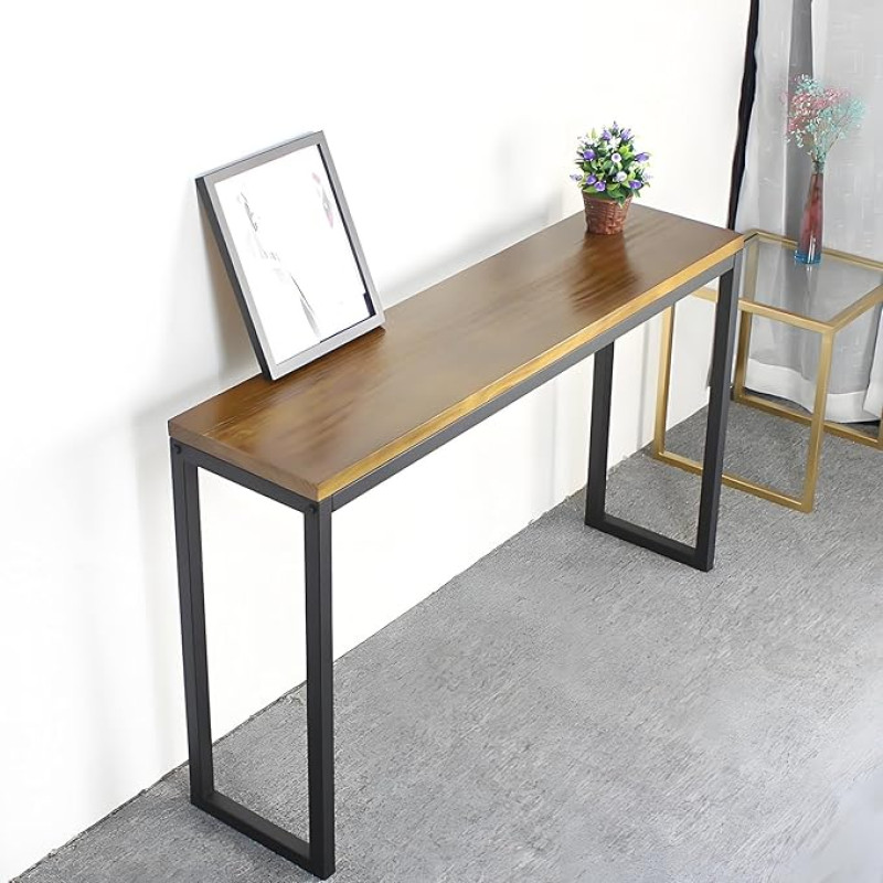 Langer Konsolentisch im Industriestil, Flur Regal Schmal, Beistelltisch mit Stauraum, Ablagefläche für Wohnzimmer, Flur, Eingangsbereich(120x30x75cm/47x12x30in)