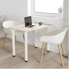 AKKE Dining Room Table with White Legs, Dining Table, Kitchen Table, Office Table, Sonoma, 90 x 60 cm