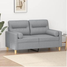 ShGaxin 3200813 2-Seater Sofa with Decorative Cushions Light Grey 120 cm Fabric, Sofas & Couches, Sofa Living Room, Sofa for Teenager's Room, Relaxing Sofa, Sofa for Bedroom, Upholstered Sofa