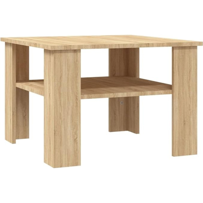 Kvadratinis kavos staliukas, ūkinis arbatos staliukas, šoninis staliukas su lentyna, modernus sofos staliukas, šoninis staliukas svetainei, virtuvei, biurui, miegamajam, 60 x 60 cm, rudos spalvos