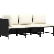 Modulinė sofa Poly Rattan Garten Lounge Set, Ecksofa mit abnehmbaren Kissen als modulares Gartensofa in Schwarz, 3-TLG.