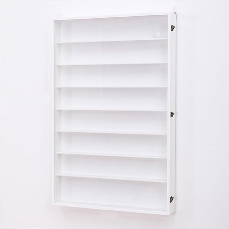 W Sieninė vitrina su durelėmis, 9 sluoksnių kolekcionuojamų daiktų ir žaislų modelių organizatorius, apsauginė lentyna namams, miegamajam, balta, 60 x 8,5 x 92 cm