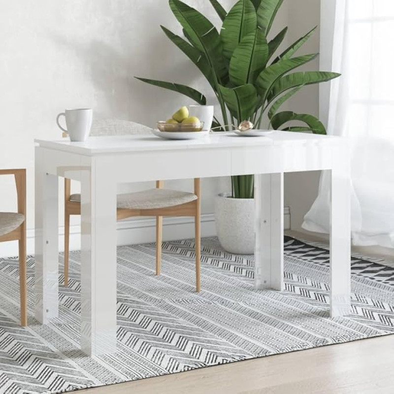 Valgomojo stalas blizgus baltas 120 x 60 x 76 cm Medienos medžiaga Valgomojo stalas Virtuvės stalas Valgomojo stalas Valgomasis stalas valgomajam ir virtuvei