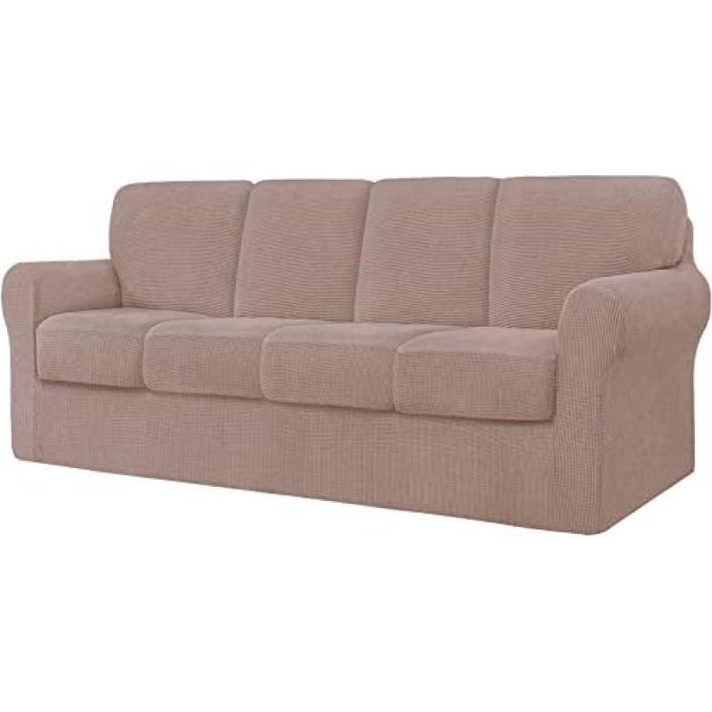 Minkšta, tvirta, elastinga sofa, sofos komplektas su 4 sėdimomis vietomis, 9 vietų ir 4 kišenėmis, margaspalvė, įvairių dydžių(Marrone C,X L)