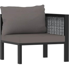 Poly Rattan Sofa mit Aluminiumrahmen Outdoor Ecksofa Anthrazit Modulares Sofa für Innen und Außen Garten Lounge Poly Rattan Eckelement mit Linker Armlehne