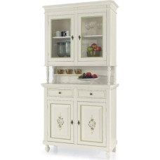Mar.c.a. Design - Klasikinė komoda iš tuopos medžio, spalva matinė balta shabby chic, Arte Povera, pagaminta Italijoje, baldas su 6 + 2 erdviais stalčiais - matmenys: 87 x 37 x 127 cm.