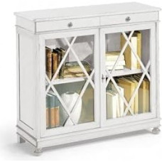 Mar.c.a. Design - Knygų spinta su vidinėmis lentynomis ir viršutiniais stalčiais, praktiškas ir elegantiškas baldas su vitrina, pagamintas iš tuopos medienos, matinės baltos spalvos - Povera Art Pagaminta Italijoje - Matmenys 110 x 40 x