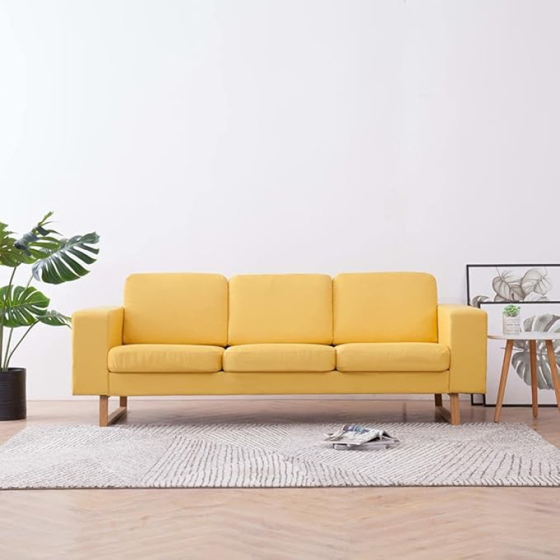 3-vietė sofa, Sofa lova, Sofa lova, Miegamoji sofa, Sofa lova, Atpalaiduojamoji sofa, Sofos ir sofos, Audinys Geltonas