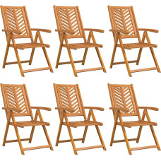 vidaXL Gartenstuhl 6 pcs Braun 57 x 72 x 109 cm Massivholz Akazie, Moderner Outdoor-Sessel, verstellbare Rückenlehne, Robustes Gartenmöbel für Terrassen, chillige Rückzugsorte