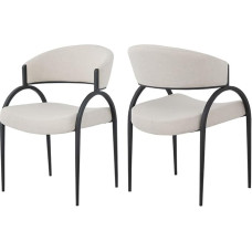 Meridian Furniture Privet Collection Modern | Modern Dining Chair with Soft Linen Texture Polyester Fabric, Iron Frame, Set of 2, 20.5