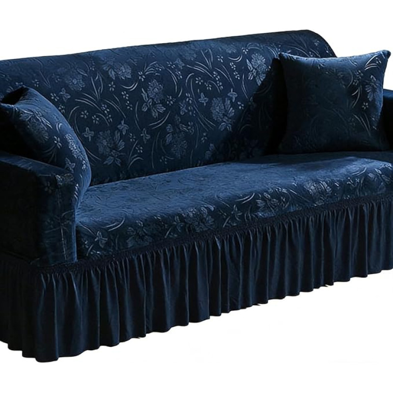 Generisch Sofaüberzug in Uni-Farbe, komplett, hoch elastisch, staubdicht, fleckenresistent, waschbar, Sofaschutz,E,4Seater 235-300cm/93-118in