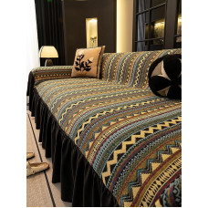 Generisch Bedruckte Sofabezug mit Rock, Sofadecke, Sofahusse, Polsterschutz, Staub- und fleckenresistenter Couchbezug,H,180 * 260cm/71 * 102in