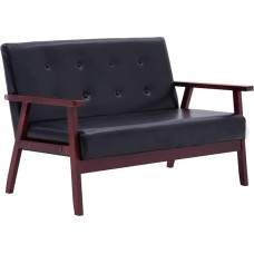vidaXL Sofa 2-Seater Retro dizainas Dviejų vietų minkšta sofa Lounge Sofa Fotelis Sėdimieji baldai Odinės sofos apmušalai Dizainas Sofa Juoda dirbtinė oda