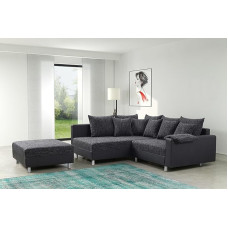 Kuechen-preisbombe Minsk L Šiuolaikinė juodos spalvos kampinė sofa Kampinė sofa su taburete