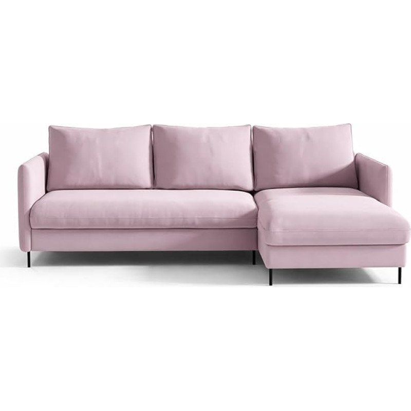 Sofa su miego funkcija, 3 vietų sofa, kampinė sofa su miego funkcija ir lovos dėže, sofa lova, kurią lengva pernešti ir surinkti (Riviera 62 - rožinė)